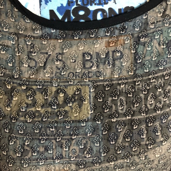 Romy Sheer Color Block Floral Short Sleeve Shirt Top - Picture 2 of 11